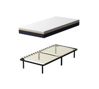 TEENO Matelas double en mousse de 17 cm + sommier à lattes 90x190 cm