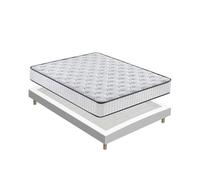 TEENO-Matelas en Mousse + Sommier tapissier volige 4 Pieds et 26 Lattes