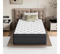 TEENO Matelas Hybride 90x190x25cm Ferme - Mousse à mémoire de Forme - Ressorts ensachés - Noir