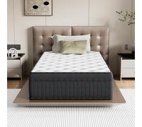 TEENO Matelas Hybride 90x200x25cm Ferme - Mousse à mémoire de Forme - Ressorts ensachés - Noir