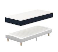 TEENO Mémoire Ensemble Composè, Matelas en Mousse 90x190x28 cm+Sommier tapissier volige,9 Pieds Inclus,Ensemble Matelas et sommier