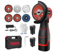 TEENO Meuleuse d’Angle Sans Fil Brushless 16,8 V, Mini Meuleuse d’Angle 76 mm 19 500 tr/min avec Écran LED, 2 Batteries 2000 mAh, Chargeur, 6 Disques et Coffret, pour Couper, Poncer et Polir