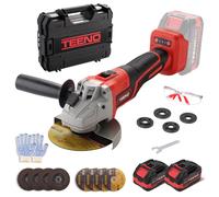 TEENO Meuleuse d'angle sans fil, 21V 1000W avec 2 Batteries 4.0Ah, 9100RPM Moteur