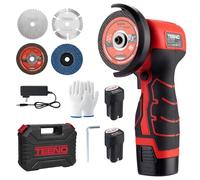 TEENO Meuleuse d'Angle Sans Fil 76mm, 19500 RPM 16.8V avec 2 Batteries 2000mAh, Mini Meuleuse Professionnelle + 6 Disques de Tronçonnage, Boîte de Rangement Plastique pour Meulage, Polissage et Découp