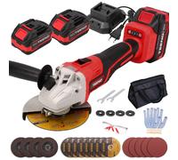 TEENO Meuleuse d'angle sans fil brushless 21V 1000W, coupe 125mm, 2 batteries 4.0Ah