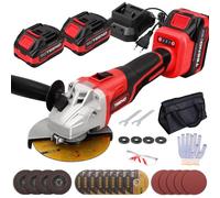 TEENO Meuleuse d'angle sans fil丨Meuleuse d'angle 21V 1000W | avec 2 Batteries 4.0Ah-9100RPM Moteur Brushless丨Disques de Coupe 125mm丨Disque à Lamelles Pour Couper丨Meuler