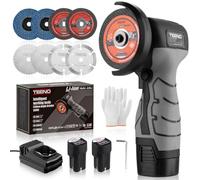 TEENO Mini Meuleuse d’Angle Sans Fil 76 mm, 19 500 tr/min,2 Batteries | Disqueuse compacte pour découpe meulage polissage métal bois carrelage plastique, 2x2000 mAh chargeur coffret,8 Disques,Gris