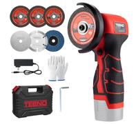 TEENO Mini Meuleuse d’Angle Sans Fil 76 mm, 19 500 tr/min, SANS BATTERIE | Disqueuse compacte pour découpe meulage polissage métal bois carrelage plastique avec 6 disques chargeur coffret