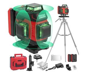 TEENO Niveau laser 360 °portable, léger, laser vert auto-nivelant avec batterie rechargeable 5400 mAh - Niveau laser Autonivelant pour l'extérieur