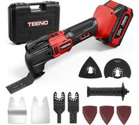 TEENO Outil Multifonction Oscillant Sans Fil 20V, Brushless Outil avec 6 Vitesses, 1 * 4.0A Batterie, 8500-21000 tr/min, Chargeur, Angle Oscillant 4°