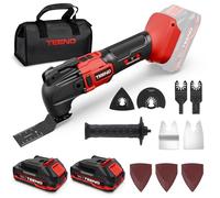 TEENO Outil Multifonction Oscillant Sans Fil 20V, Brushless Outil Multifonction Sans Fil, 6 Vitesses Variables, 8500-21000 tr/min, Chargeur, Angle Oscillant 4°, Pour Racler, Polir, Couper (2 piles)