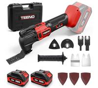 TEENO Outil Multifonction Oscillant Sans Fil 20V, Brushless Outil Multifonction Sans Fil avec 6 Vitesses, 2 * 4.0A BatterieS, 8500-21000 tr/min, Chargeur, Angle Oscillant 4°, Pour Racler, Polir