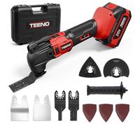 TEENO Outil Multifonction Oscillant Sans Fil 20V, Brushless Outil Multifonction Sans Fil avec 6 Vitesses, 1 * 4.0A Batterie, 8500-21000 tr/min, Chargeur, Angle Oscillant 4°, Pour Racler, Polir, Couper