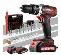 TEENO perceuse-visseuse 21V, 45Nm, 2x2Ah, 25+1 couples, 2 vitesses, LED, 31 accessoires