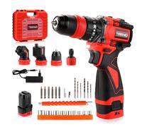 TEENO Perceuse Visseuse Sans Fil 18V, Kit Multi-Fonctions Brushless ,Adaptateur Angle, 45Nm