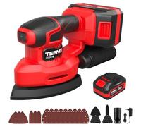 TEENO Ponceuse multifonction sans fil 3-en-1, batterie 4,0 Ah | ponceuse triangulaire 20 V,15 Feuilles de Papier Abrasif, 13000 tr/min,Ponceuse de détail avec sac de Collecte de Poussière