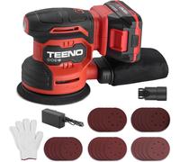 TEENO Ponceuse Orbitale 125 MM 20V, Ponceuse éLectrique sans fil, 13 000 Spm, Avec 25 Papiers De Verre, Collecteur De PoussièRe