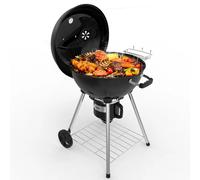 TEENO Ronde Barbecue Charbon de Bois 57 cm avec Couvercle, Idéal pour 4 à 12 Personnes