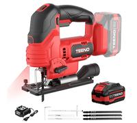 TEENO Scie Sauteuse Sans Fil 20V, 800-3000 SPM, Laser + 5 Lames, Inclinaison ±45°
