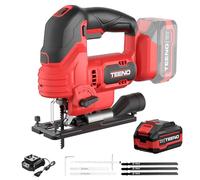TEENO Scie Sauteuse Sans Fil pour Batterie Makita 20 V, 800-3000 SPM Scie Sauteuse Laser avec 5 lames, Inclinaison ± 45°, 6 vitesses, LED, coupe du bois,plastique,Métal (Une Batterie, 4.0 Ah)