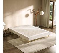 TEENO Sommier 120x190 | Sommier Tapissier en Tissu Blanc | Lit 1 Personne | 2x14 Lattes avec 9 Pieds | Support Confortable pour Matelas 120x190 | Hauteur 29 cm