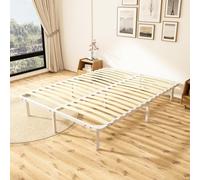 TEENO Sommier 140x190 | Sommiers à Lattes avec 9 Pieds pour Adulte | 2x16 Lattes | Cadre de Lit 140x190 avec Sommier | Lit 1 ou 2 Personnes (Blanc)