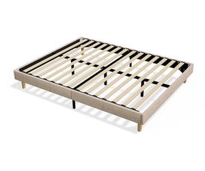 TEENO Sommier Tapissier 140x200 cm Beige à 14 Lattes | Charge Max 250kg | Lit 2 Personnes | Durable pour Longue Utilisation | Sûr pour Couple Adulte