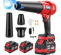TEENO - Souffleur sans Fil 21V – 3 Vitesse Max 35000 TR/Min, Léger, Compact, 3 Buses Incluses, 2x6,0Ah Batteries - Chargeur, Makita Compatible