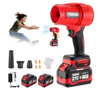 TEENO - Souffleur sans Fil 21V - 3 Vitesse Max 35000 TR/Min, Léger, Compact, 3 Buses Incluses, 2x6,0Ah Batteries - Chargeur, Compatible Batteries Makita, Idéal pour Terrasse, Allées et Jardin