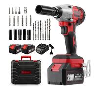 TEENO Visseuse à choc sans fil 20V, 2 batteries 3,0Ah, moteur sans balais | Couple 320Nm, 3 vitesses réglables, coffret et 25 accessoires, pour auto et meubles