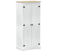 Teenpull Armoire blanche en pin massif 76 x 50 x 170 cm avec espace de rangement spacieux, surface mate moderne, portes pivotantes, étagères pour chambre à coucher et style maison de campagne