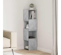 Teenpull Armoire d'angle en béton gris 25,5 x 25 x 102 cm avec 4 étagères, armoire de rangement pour couloir, bureau, garage, cave, avec étagère, porte et tiroir, peu encombrant et stable
