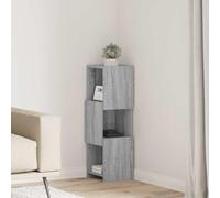 Teenpull Armoire d'angle en bois Sonoma gris 25,5 x 25 x 80 cm avec 3 étagères, armoire de rangement pour couloir, bureau, garage, cave, avec étagère, porte et tiroir, peu encombrant