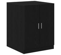 Teenpull Armoire de machine à laver en bois aspect chêne noir avec 2 portes compactes pour buanderie et salle de bain avec amortisseur de vibrations et kit d'empilage