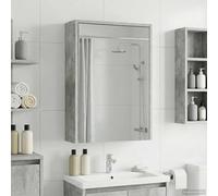 Teenpull Armoire de salle de bain avec miroir gris béton avec étagère et 2 étagères réglables 43 x 16 x 62,5 cm, matériau en bois, montage mural, espace de rangement pratique pour salle de bain et