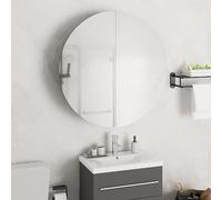 Teenpull Armoire de Salle de Bain Miroir Rond LED Blanc en Bois d'ingénierie 54x54x17,5 cm avec Rangement, Meuble Mural, Meuble lavabo, Ensemble mobilier Salle de Bain