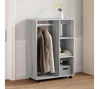 Teenpull Armoire en bois Sonoma - Gris - 80 x 40 x 110 cm - Avec espace de rangement, tringle à vêtements, étagères, tiroirs pour chambre à coucher et dressing - Moderne et peu encombrante