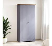 Teenpull Armoire en pin massif - Gris - 80 x 50 x 171,5 cm - Avec tringle à vêtements et étagères - Espace de rangement pour chambre à coucher, chambre d'adolescent - Peu encombrante - Style maison de