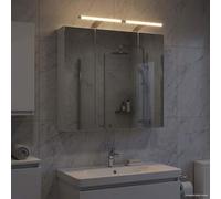 Teenpull Armoire miroir de salle de bain blanche en bois 70 x 14,5 x 70 cm avec miroir des deux côtés, montage mural, espace de rangement, éclairage LED, étagères et organisateur pratique pour salle