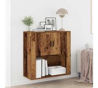 Teenpull Armoire murale en bois avec 2 portes et étagères, 80 x 33 x 80 cm, en bois recyclé pour salon, chambre à coucher, couloir, avec beaucoup d'espace de rangement et style maison de campagne