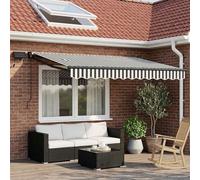 Teenpull Auvent électrique extensible 3,5 x 2 m anthracite et blanc avec éclairage LED et capteur météo pour terrasse, balcon, jardin, protection UV et pluie, bras articulés et store latéral