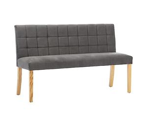 Teenpull Banc 140 cm Gris en Velours avec Dossier à Motif linéaire, Pieds en Bois d'hévéa, Banquette rembourrée pour Salon, entrée, Couloir avec siège Confortable
