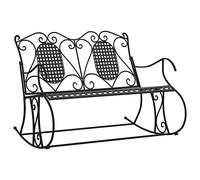 Teenpull Banc à Bascule 2 Places en Acier Noir 113 cm pour terrasse Jardin extérieur, siège Confortable et résistant aux intempéries, idéal pour détente et aménagement de Balcon ou Patio