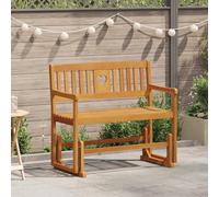 Teenpull Banc à bascule de jardin en bois d'acacia massif naturel 110 x 59 x 97 cm avec accoudoir plat résistant aux intempéries pour terrasse, balcon, extérieur, design rustique