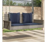Teenpull Banc à Bascule en résine tressée Gris avec Coussins Confortables 119 x 56 x 48 cm pour terrasse Balcon Jardin extérieur Durable et résistant aux intempéries