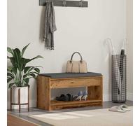 Teenpull Banc de couloir avec coussin et étagère en bois vieilli 83 x 38 x 45 cm, banc avec espace de rangement, banc rembourré pour couloir, couloir et garde-robe, étagère à chaussures pratique et