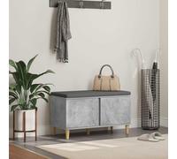 Teenpull Banc de couloir avec coussin gris béton 80 x 38 x 46 cm, banc avec espace de rangement, banc rembourré pour couloir, garde-robe et entrée, matériau en bois, housse amovible, coussin