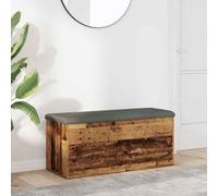 Teenpull Banc de couloir avec espace de rangement aspect bois vieilli 102 x 42 x 45 cm avec coussin rembourré pour couloir, garde-robe, chambre à coucher, salon, rangement et étagère à chaussures