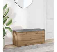 Teenpull Banc de rangement en chêne Artisan avec coussin rembourré, 102 x 42 x 45 cm, banc de couloir et banc à chaussures avec espace de rangement, banc de rangement pour couloir, banc de garde-robe