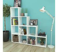 Teenpull Bibliothèque Blanche 142 cm en Bois d'ingénierie avec 10 Compartiments Ouverts, étagère modulable pour Rangement et Exposition, Facile à Assembler, idéale pour Salon ou Chambre